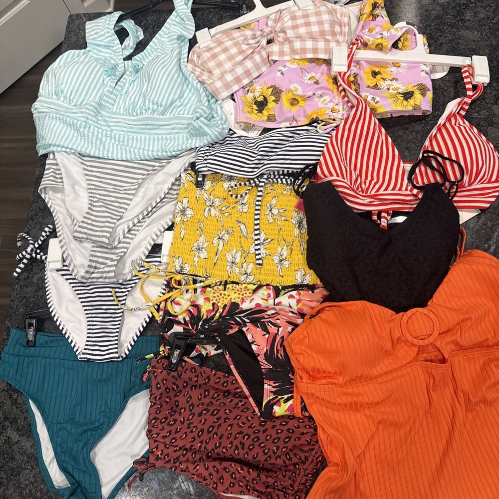 A Mixed Lot Of 14 New Bathing Suits Sizes S-1x All NWT Mixed Brands$419.50 Msrp